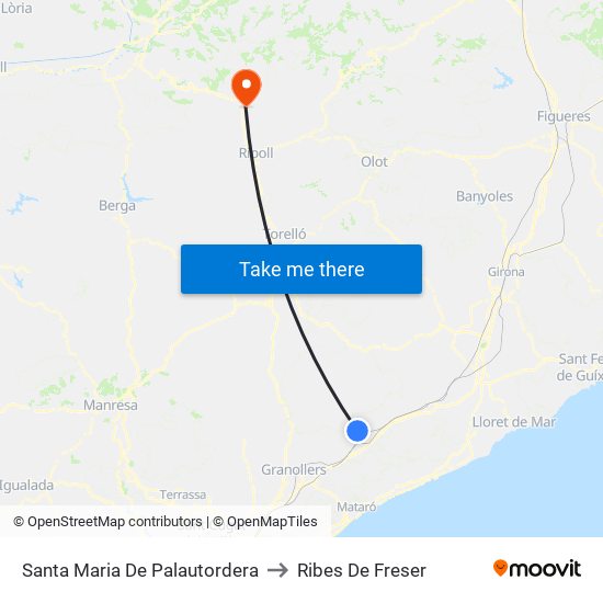 Santa Maria De Palautordera to Ribes De Freser map