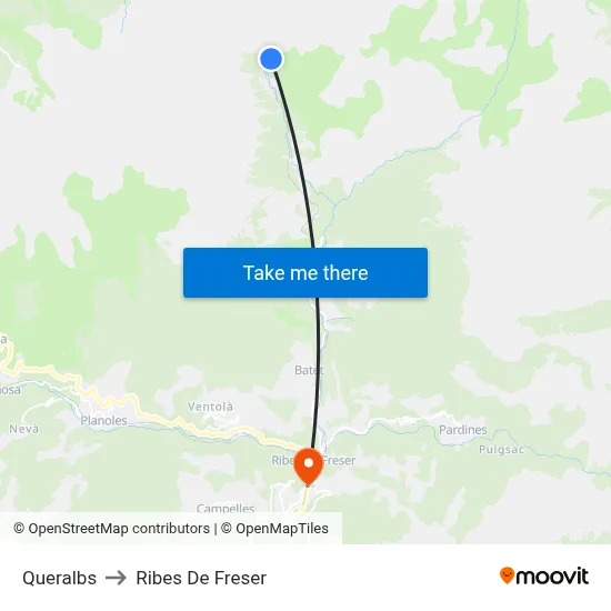 Queralbs to Ribes De Freser map