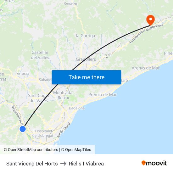 Sant Vicenç Del Horts to Riells I Viabrea map