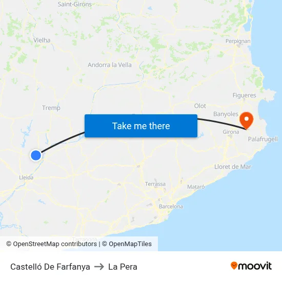 Castelló De Farfanya to La Pera map