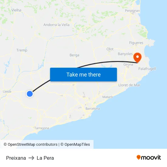 Preixana to La Pera map