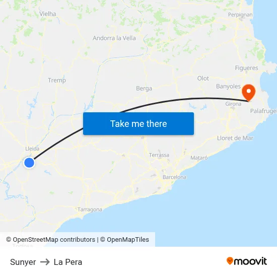 Sunyer to La Pera map