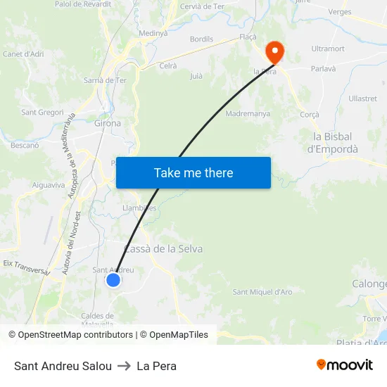 Sant Andreu Salou to La Pera map