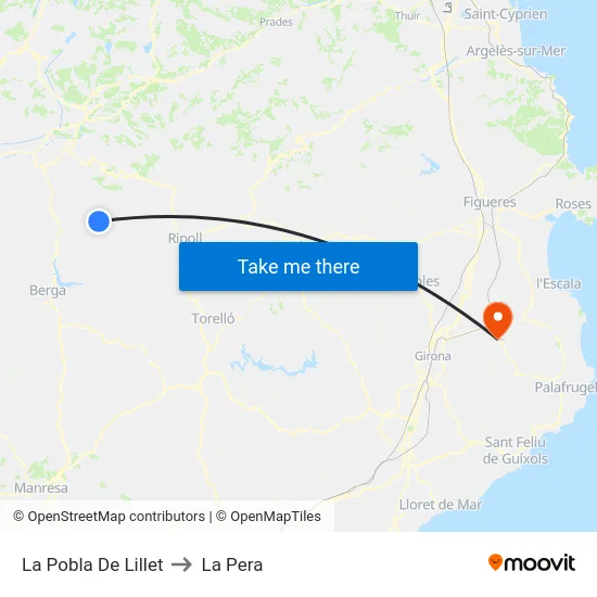 La Pobla De Lillet to La Pera map