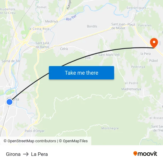 Girona to La Pera map