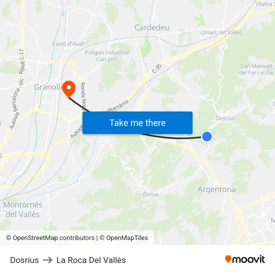Dosrius to La Roca Del Vallès map