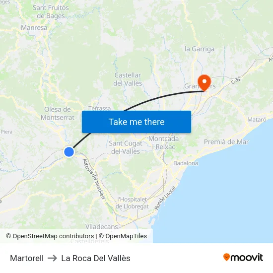 Martorell to La Roca Del Vallès map