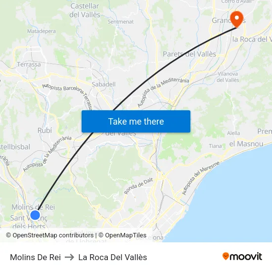 Molins De Rei to La Roca Del Vallès map