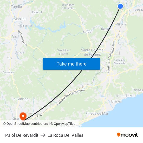 Palol De Revardit to La Roca Del Vallès map