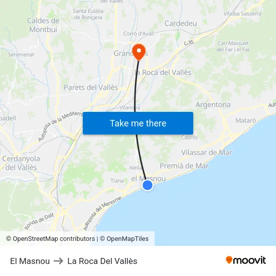 El Masnou to La Roca Del Vallès map