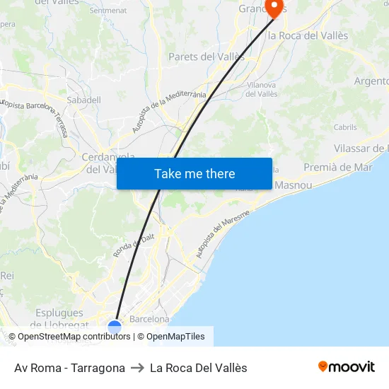 Av Roma - Tarragona to La Roca Del Vallès map