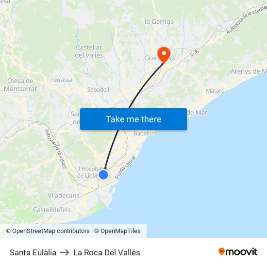 Santa Eulàlia to La Roca Del Vallès map