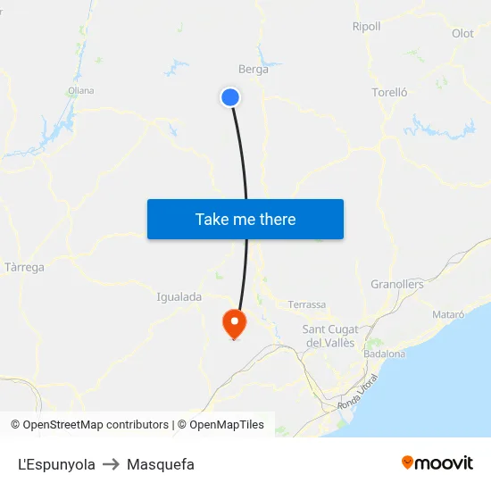 L'Espunyola to Masquefa map