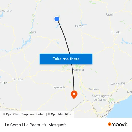 La Coma I La Pedra to Masquefa map