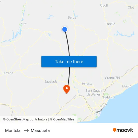 Montclar to Masquefa map
