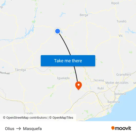 Olius to Masquefa map