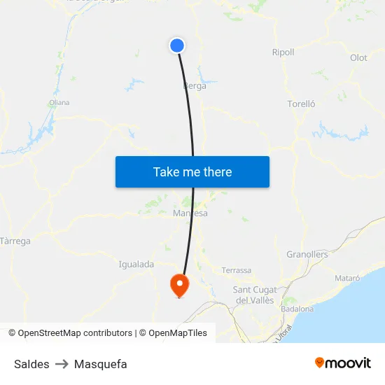 Saldes to Masquefa map