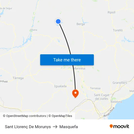 Sant Llorenç De Morunys to Masquefa map