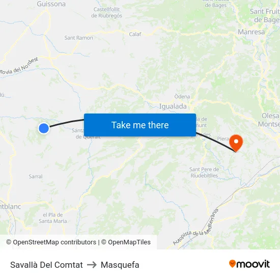 Savallà Del Comtat to Masquefa map