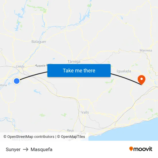 Sunyer to Masquefa map