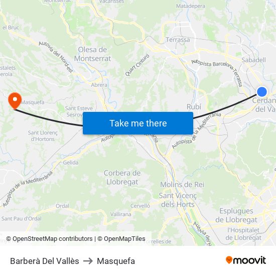 Barberà Del Vallès to Masquefa map