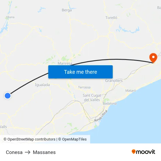 Conesa to Massanes map