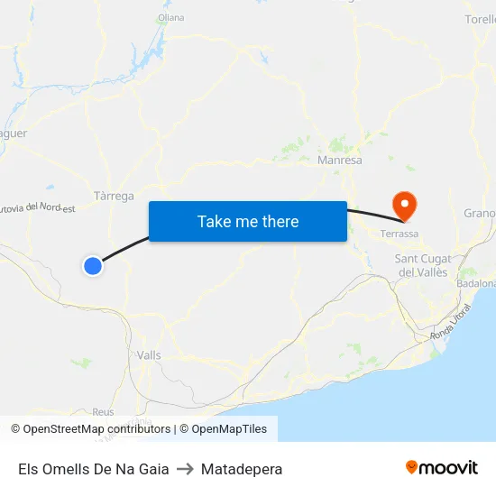 Els Omells De Na Gaia to Matadepera map