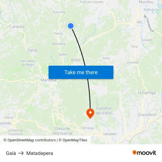 Gaià to Matadepera map