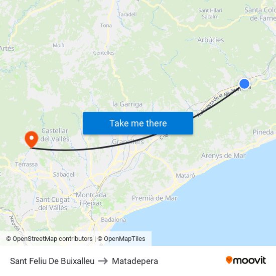 Sant Feliu De Buixalleu to Matadepera map
