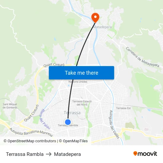 Terrassa Rambla to Matadepera map