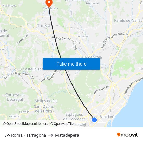 Av Roma - Tarragona to Matadepera map