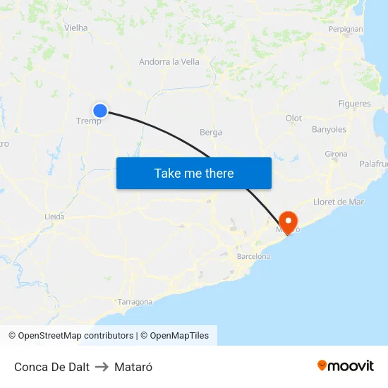 Conca De Dalt to Mataró map