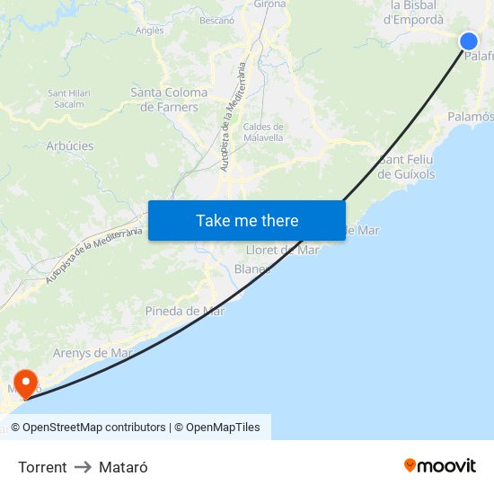 Torrent to Mataró map