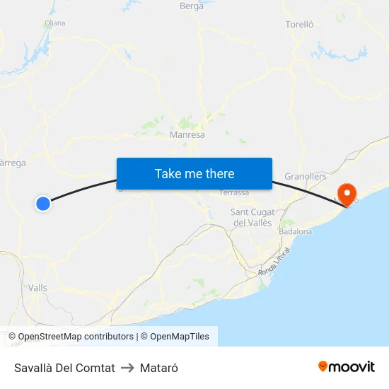 Savallà Del Comtat to Mataró map