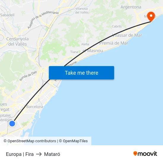 Europa | Fira to Mataró map