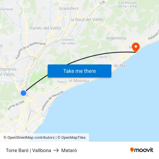 Torre Baró | Vallbona to Mataró map