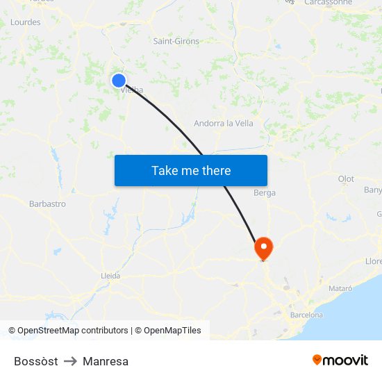 Bossòst to Manresa map