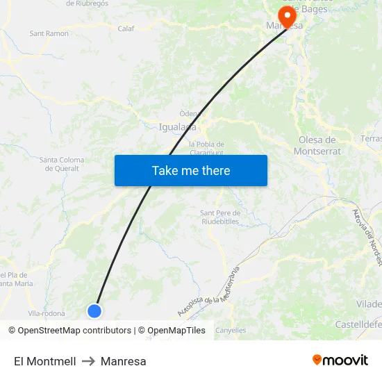 El Montmell to Manresa map