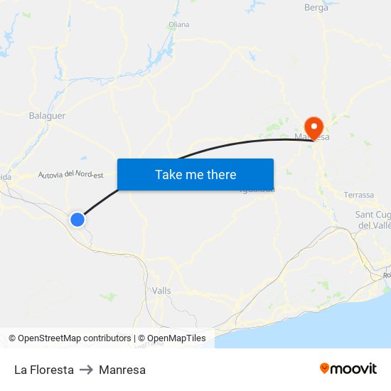 La Floresta to Manresa map