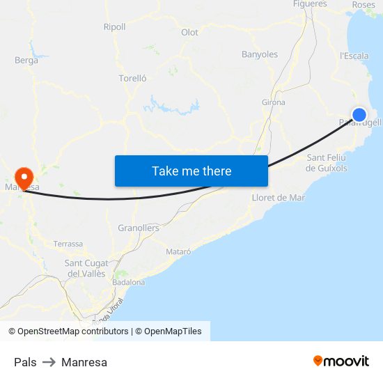Pals to Manresa map