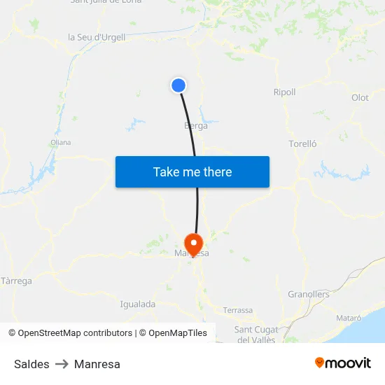 Saldes to Manresa map