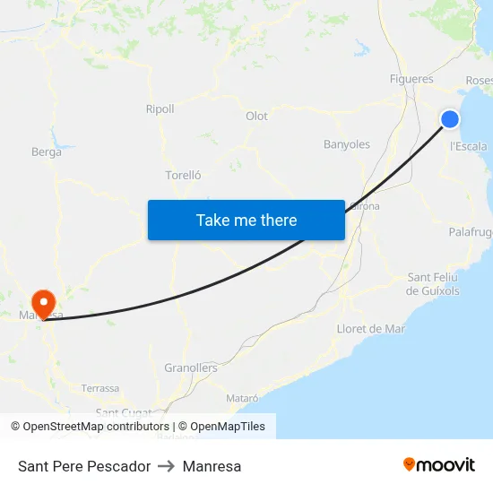 Sant Pere Pescador to Manresa map