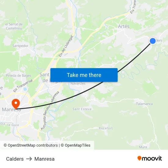 Calders to Manresa map