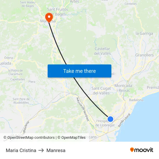 Maria Cristina to Manresa map
