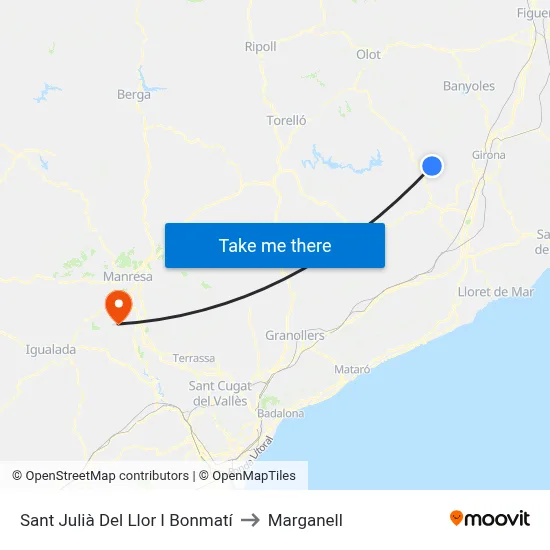 Sant Julià Del Llor I Bonmatí to Marganell map