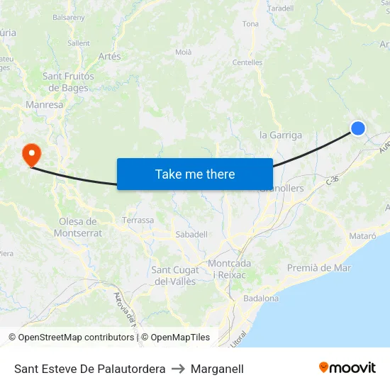 Sant Esteve De Palautordera to Marganell map