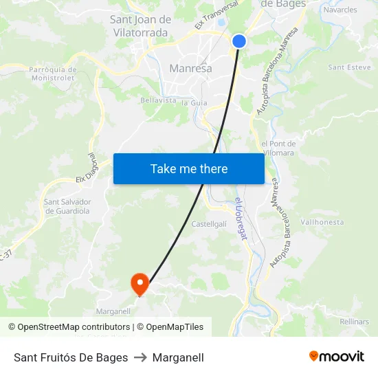 Sant Fruitós De Bages to Marganell map