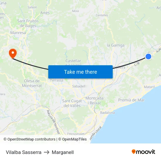Vilalba Sasserra to Marganell map