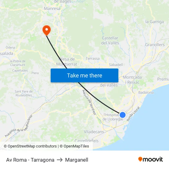 Av Roma - Tarragona to Marganell map
