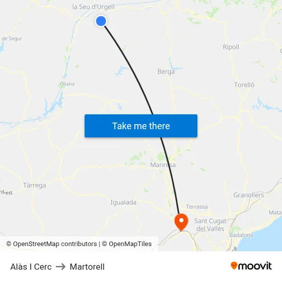 Alàs I Cerc to Martorell map